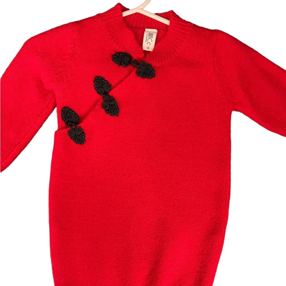 Toddler Girl Red Sweater Dress EUC Lunar New Year Chinese New Year - Picture 3 of 8